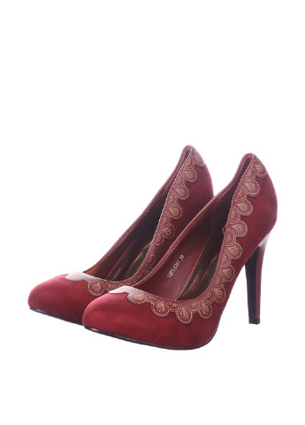Бордовые женские кэжуал туфли на высоком каблуке - фото