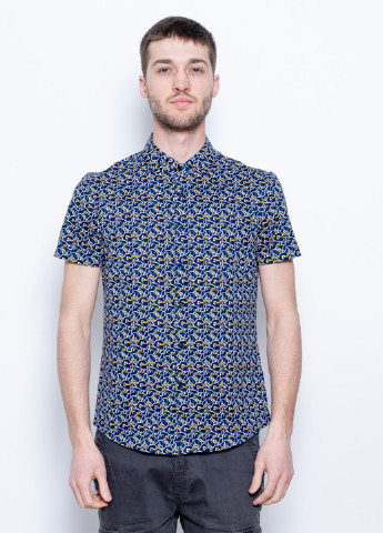 Темно-синяя кэжуал рубашка с абстрактным узором Issa с коротким рукавом