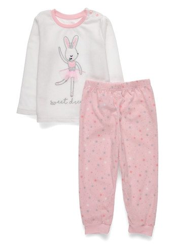 Светло-розовая зимняя пижама (лонгслив, брюки) Primark