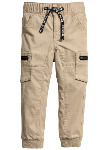 Бежевые кэжуал демисезонные с высокой талией брюки H&M