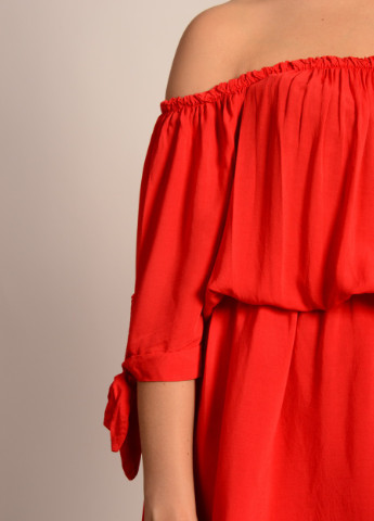Красное коктейльное платье со шлейфом New Collection однотонное