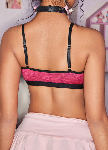 Рожевий топ бюстгальтер SHEIN без кісточок поліестер