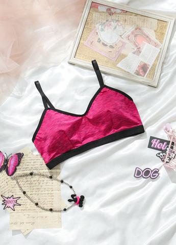 Рожевий топ бюстгальтер SHEIN без кісточок поліестер