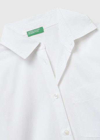 Белая классическая, кэжуал рубашка однотонная United Colors of Benetton