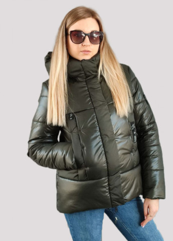 Оливкова (хакі) демісезонна жіноча демісезонна куртка прямого крою laima хакі Fashion