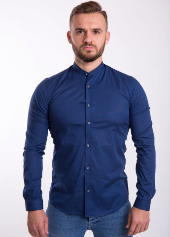 Синяя кэжуал рубашка однотонная Trend Collection