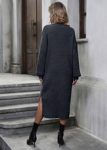 Темно-сіра кежуал сукня сукня светр SHEIN меланжева