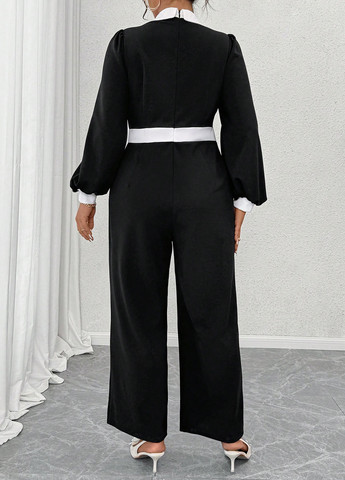 Комбинезон SHEIN комбинезон-брюки колор блок чёрно-белого кэжуал полиэстер