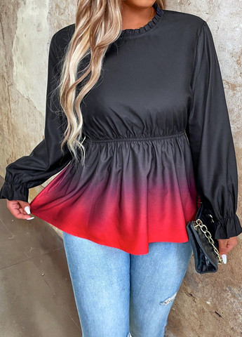 Чёрная блуза с баской SHEIN