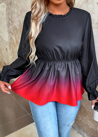 Чёрная блуза с баской SHEIN