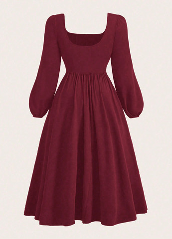 Бордова кежуал сукня кльош SHEIN однотонна