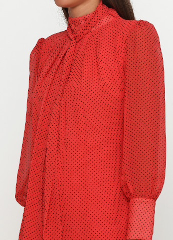 Красное кэжуал платье Sassofono в горошек