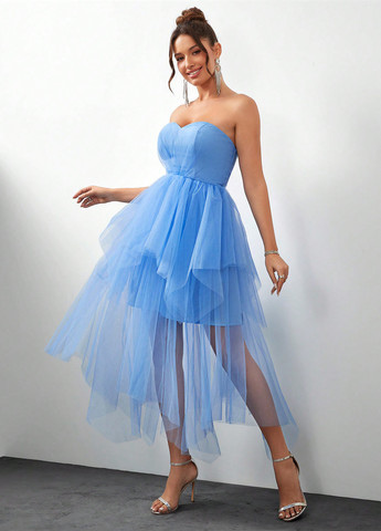 Блакитна вечірня сукня пачка SHEIN однотонна