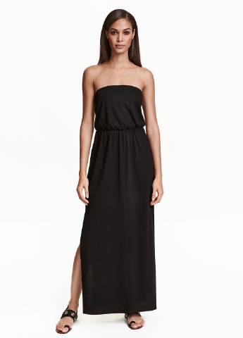 Чорна кежуал плаття, сукня з відкритими плечима H&M однотонна