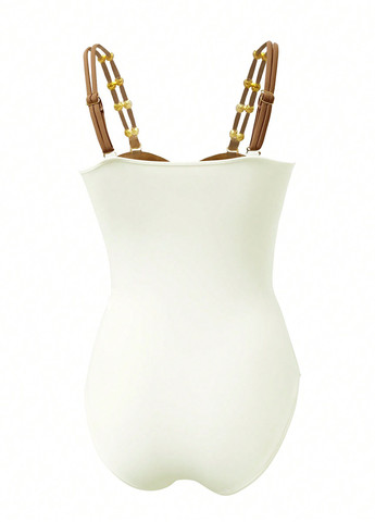 Комбинированный летний купальник слитный, монокини SHEIN