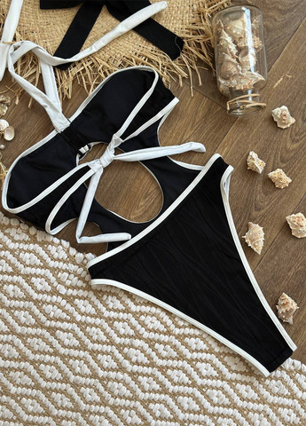 Чорний літній цільний купальник жіночий монокіні, суцільний, бандо NOVA VEGA