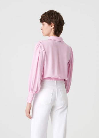 Светло-розовая кэжуал рубашка однотонная Sinsay