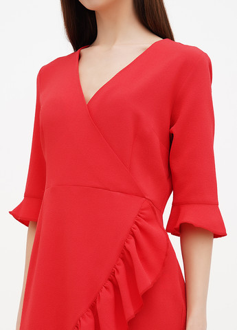 Красное кэжуал платье на запах Sassofono однотонное