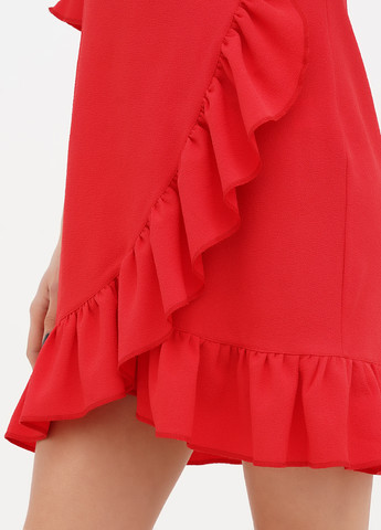 Красное кэжуал платье на запах Sassofono однотонное