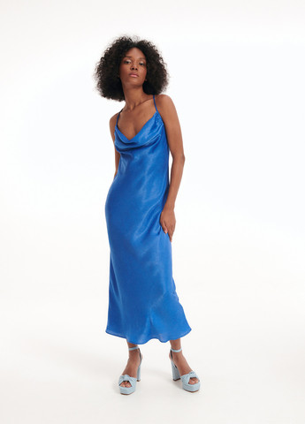 Синее кэжуал платье с открытой спиной Reserved однотонное