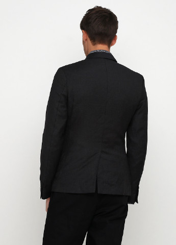 Пиджак H&M с длинным рукавом однотонный тёмно-серый кэжуал