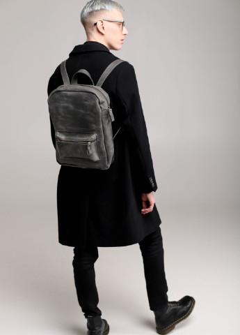 Мужской городской рюкзак ручной работы из натуральной винтажной кожи черного цвета Boorbon (253351906)