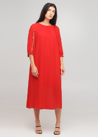 Красное кэжуал платье плиссированное Vero Moda однотонное