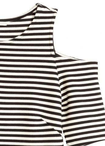 Чорно-білий кежуал сукня сукня-футболка, з відкритими плечима H&M в смужку