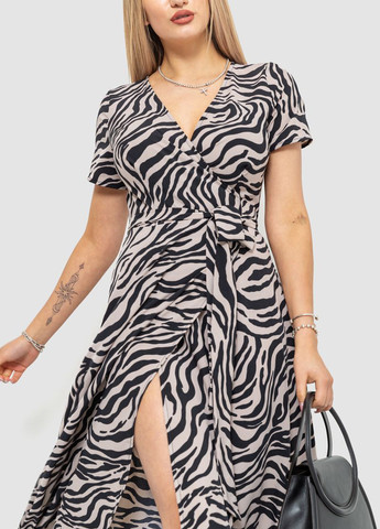 Бежевое кэжуал платье на запах Ager зебра