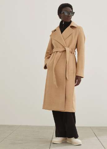 Бежевое демисезонное Пальто подовжене двубортное H&M