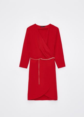 Красное кэжуал платье на запах Mohito однотонное