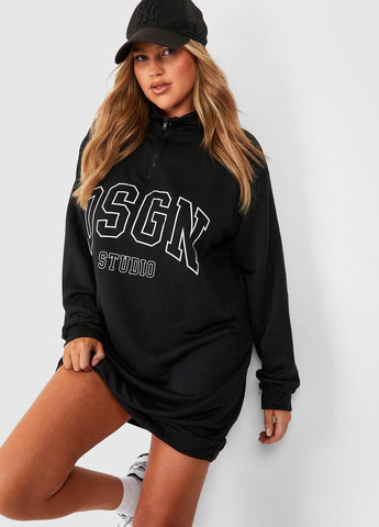 Чорна кежуал, спортивна сукня сукня-світшот Boohoo з написами