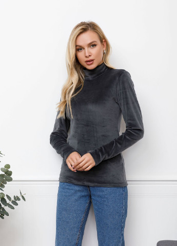 Сірий демісезонний свитер женский пуловер ISSA PLUS 12258