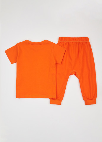 Помаранчевий літній комплект (футболка, штани) KRAKO