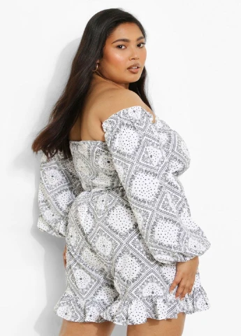 Комбінезон Boohoo орнамент білий кежуал