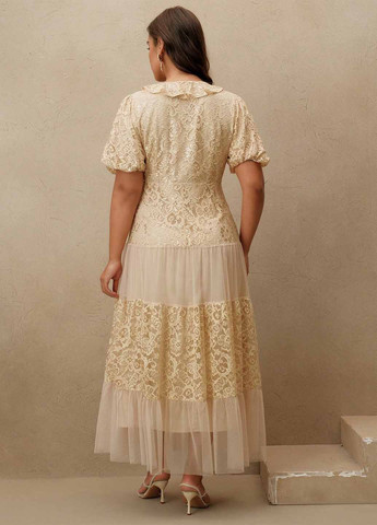 Бежева святковий, вечірня сукня кльош SHEIN однотонна