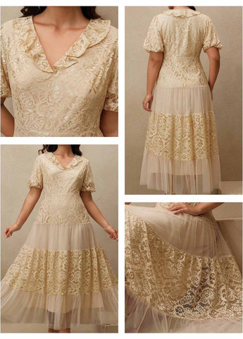 Бежева святковий, вечірня сукня кльош SHEIN однотонна