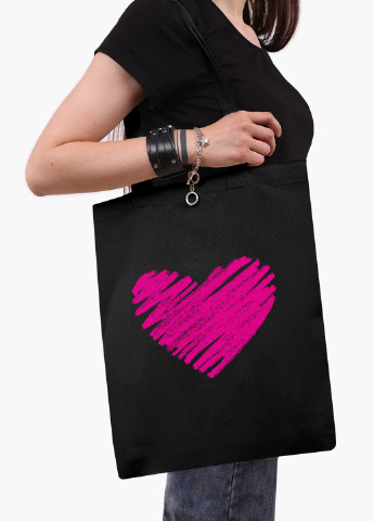 Еко сумка шоппер Серце (Heart) (9227-2835-BK) MobiPrint (236265727)