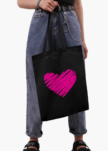 Эко сумка шоппер Сердце (Heart) (9227-2835-BK) MobiPrint (236265727)