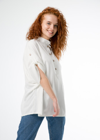 Белая летняя дизайнерская блуза оверсайз силуэта INNOE Блуза оверсайз