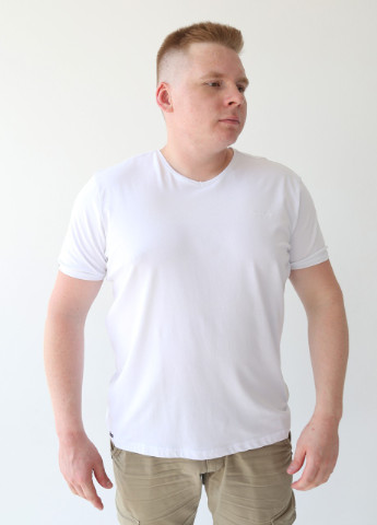 Біла футболка чоловіча біла база великого розміру з коротким рукавом Jean Piere Прямая
