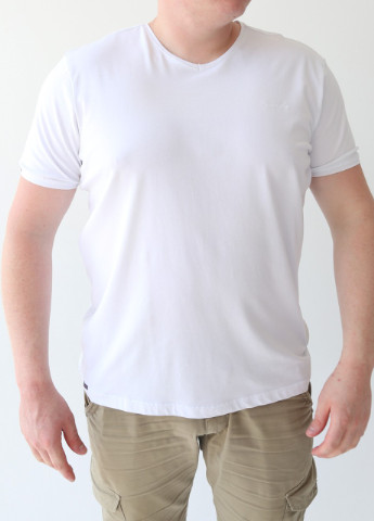 Біла футболка чоловіча біла база великого розміру з коротким рукавом Jean Piere Прямая