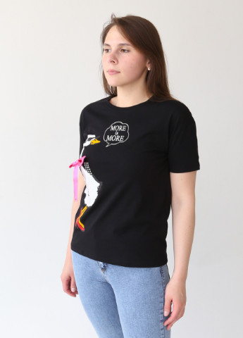 Чорна всесезон футболка жіноча чорна пряма з качкою з коротким рукавом X-trap Прямая