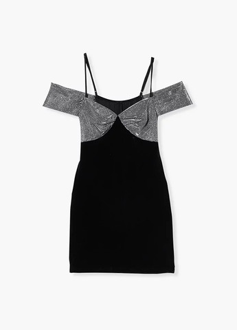 Черное кэжуал платье с открытыми плечами Boohoo однотонное