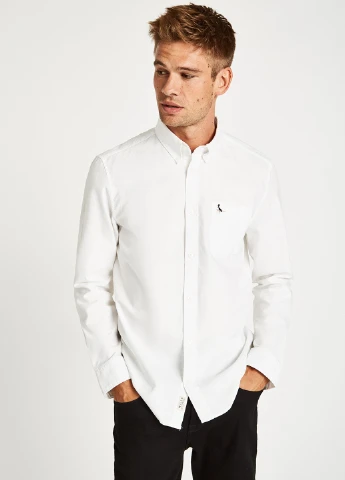 Белая кэжуал рубашка однотонная Jack Wills