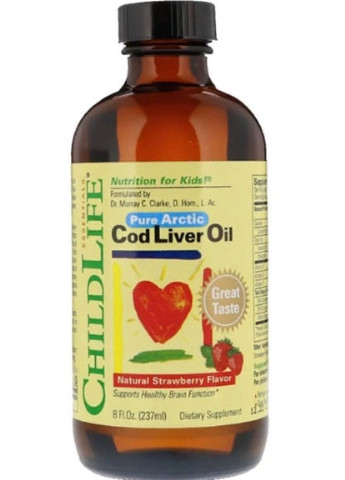 Cod Liver Oil, 8 fl oz 237 ml Natural Strawberry Flavor CDL10500 ChildLife (256380124)