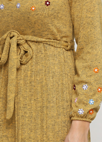 Горчичное кэжуал платье клеш Made in Italy с цветочным принтом