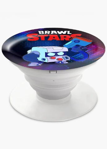 Попсокет (Popsockets) тримач для смартфону 8 біт Бравл Старс (8-bit Brawl Stars) (8754-1002) Чорний MobiPrint (216748322)