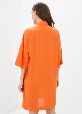 Оранжевое кэжуал платье рубашка, оверсайз Silence однотонное