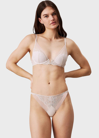 Светло-бежевый брасьер бюстгальтер Calvin Klein с косточками полиамид